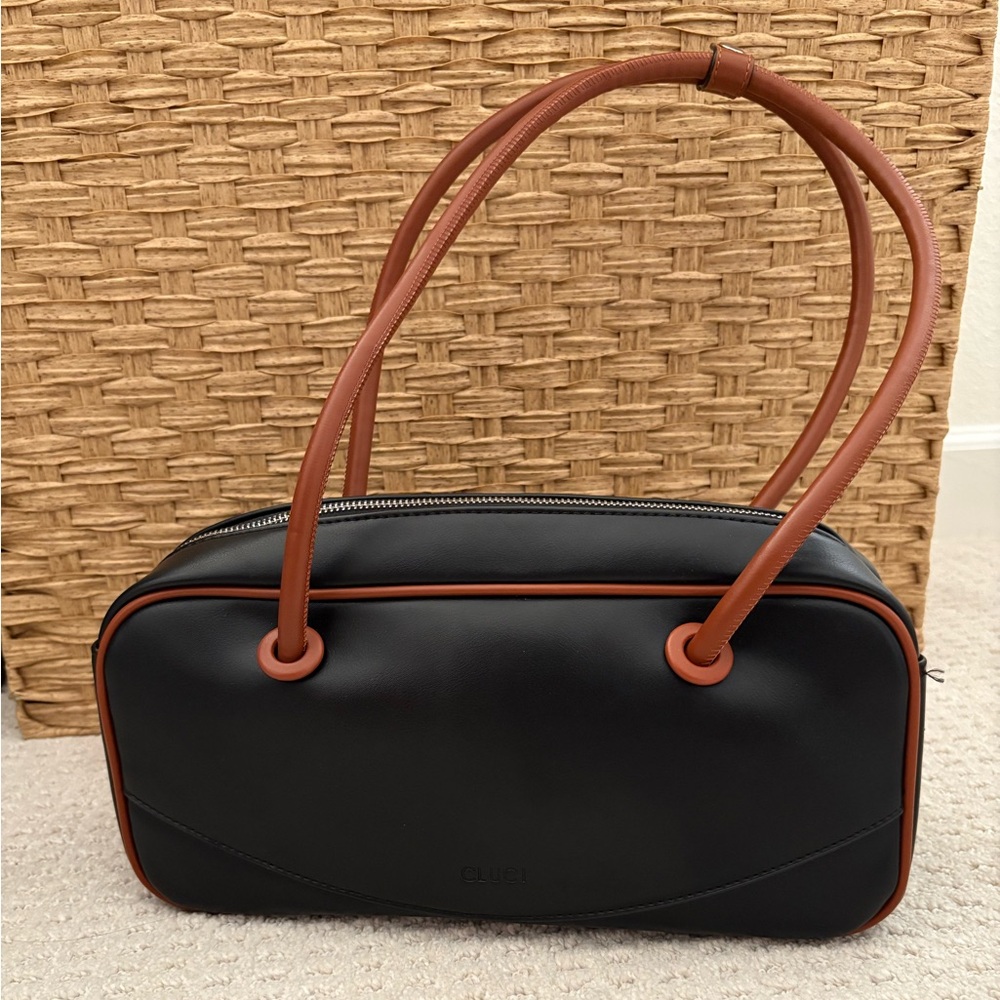 Elegant Black and Tan Shoulder Bag